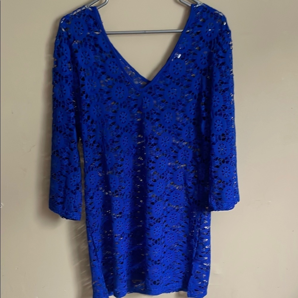 Blue Island Blue V-Neck Sheath Top (Bin M)​​